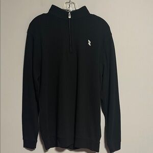 Peter Millar Crown Sport Black 1/4 Zip Fleece Shirt Size Large